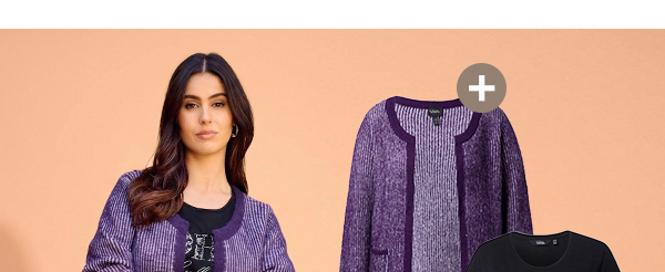 Cardigan in maglia a costine con righe, scollo a girocollo e maniche lunghe