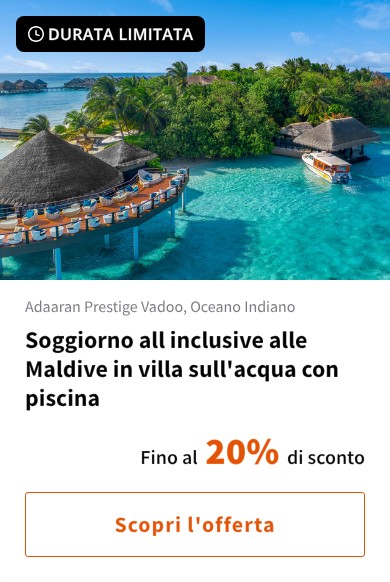 Soggiorno all inclusive alle Maldive in villa sull'acqua con piscina