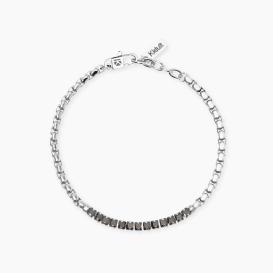 STYLE 15  Bracciale con catena veneta e tennis di cristalli neri taglio princess