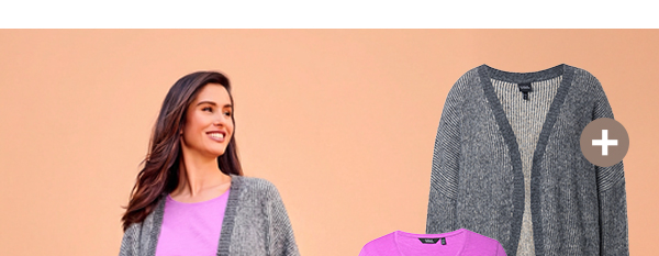 Cardigan aperto con taglio a palloncino, maniche lunghe e materiale riciclato