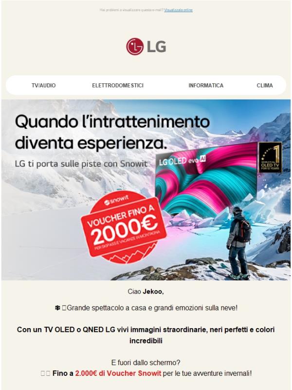 ⛷️LG ti porta in vetta con offerte da brivido!