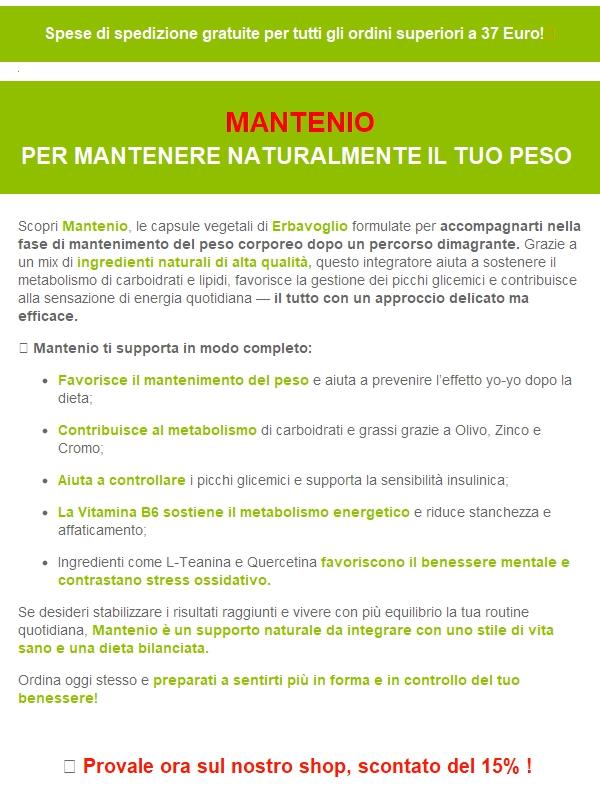Mantieni i risultati raggiunti con Mantenio di Erbavoglio – il tuo alleato naturale 🌿