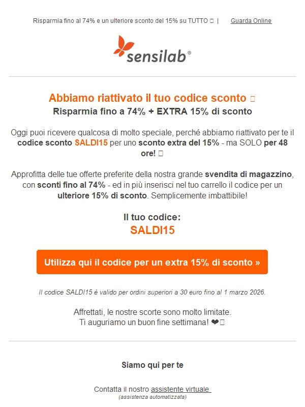 🎉Sorpresa: il tuo codice sconto è di nuovo attivo!