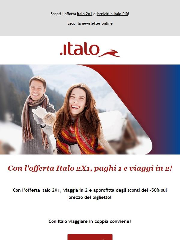Con l'offerta Italo 2x1 paghi 1 e viaggi in 2!