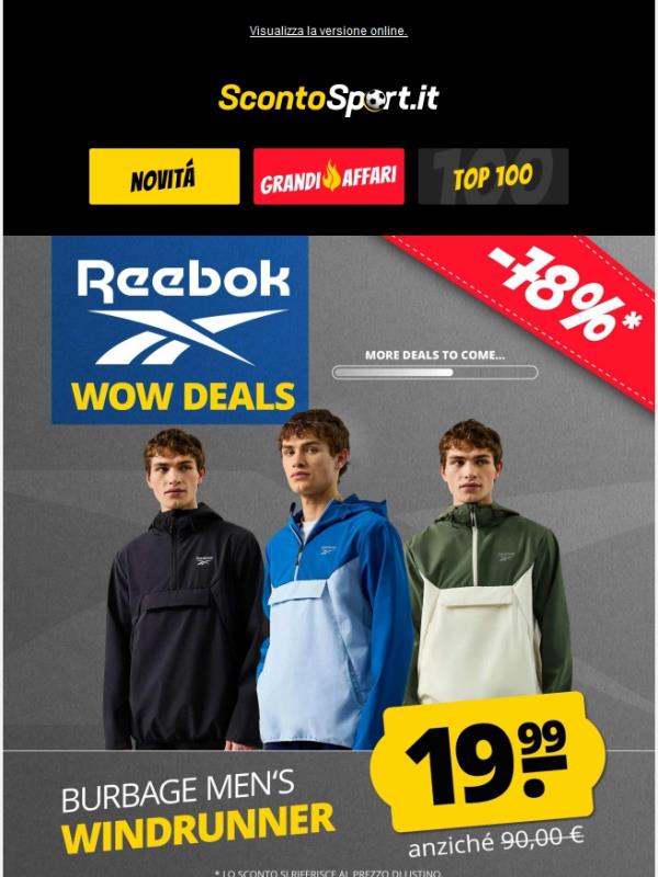 Reebok WOW Deals 🔥 Windrunner da uomo a soli 19,99 €