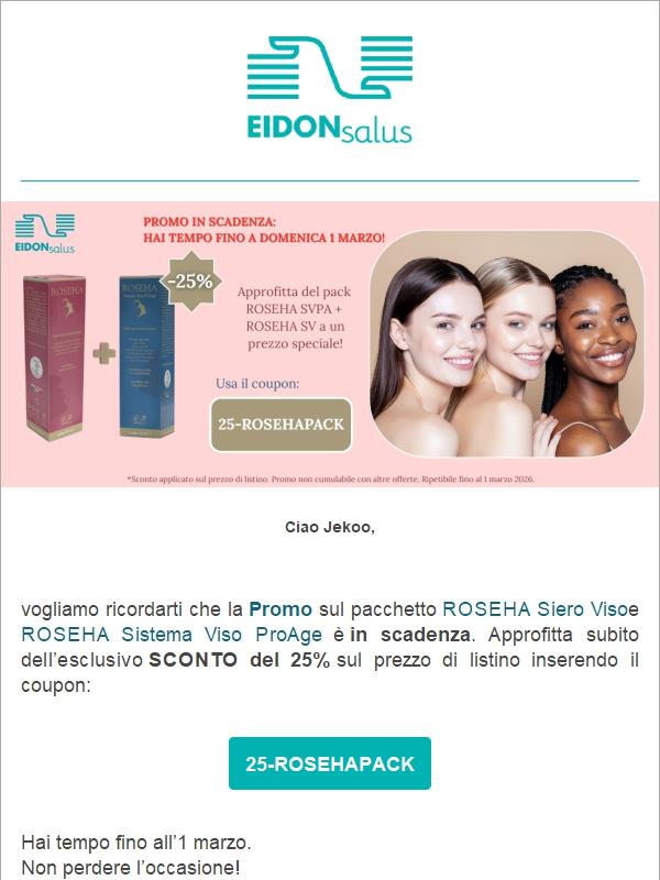 Promo pacchetto ROSEHA Siero + Sistema Viso in scadenza