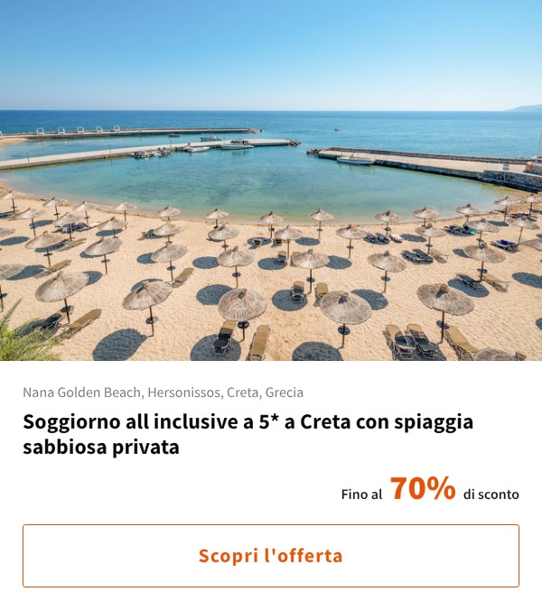 Soggiorno all inclusive a 5* a Creta con spiaggia sabbiosa privata