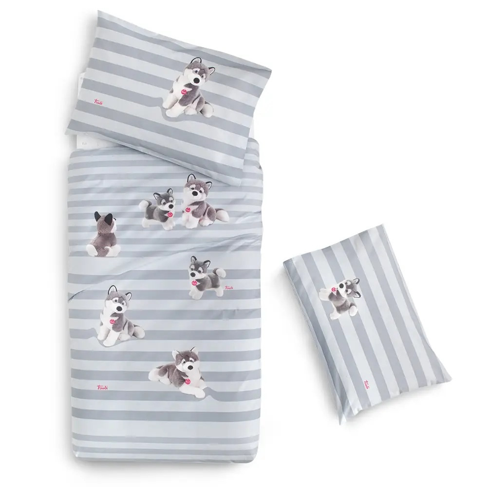 Image of COMPLETO COPRIPIUMINO LETTINO HUSKY NEONATO TRUDI HOME