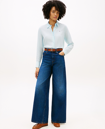 Jeans larghi a vita alta stile 70s