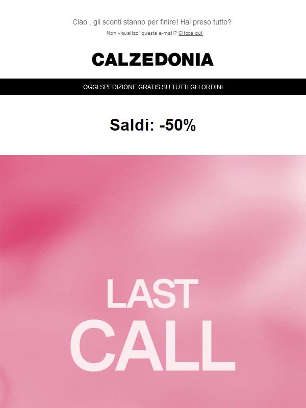 Ultimo giorno di saldi + Spedizione GRATIS