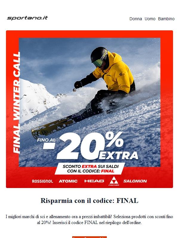 Winter Final Call: Rossignol, Nike, HEAD e altri fino al -20%!