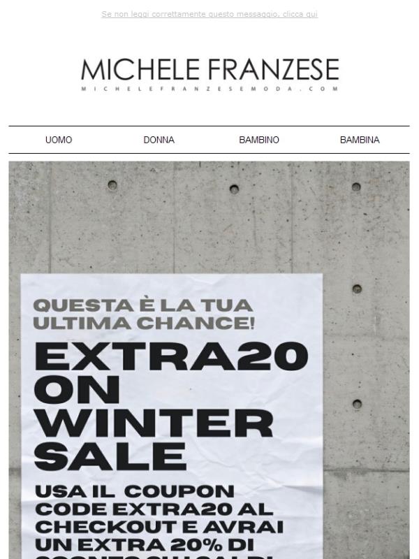 EXTRA20 | LA TUA ULTIMA CHANCE! 🛍️