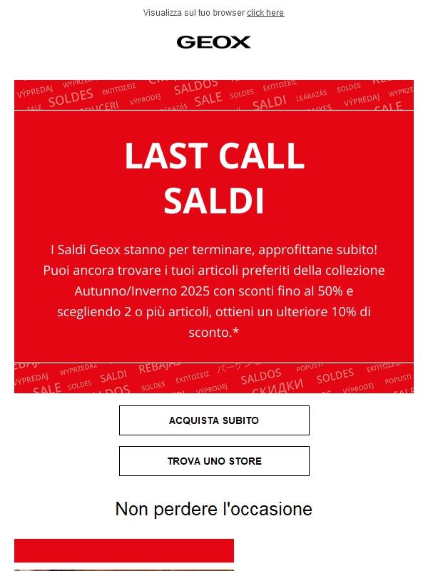 LAST CALL 🔔 Saldi: fino al 50% + Extra 10%