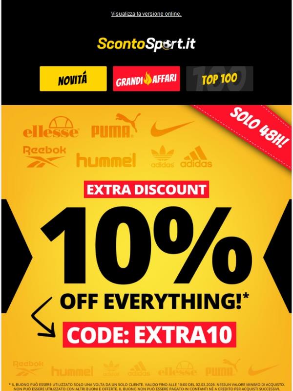 🔥 Sconto EXTRA del 10 % su tutto!