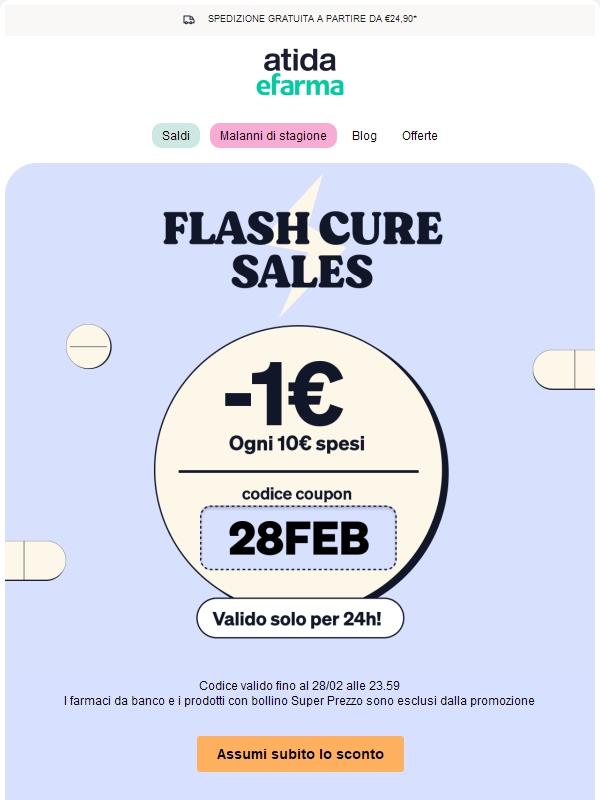 ⚡ Flash Cure Sales | -1€ ogni 10€ spesi!