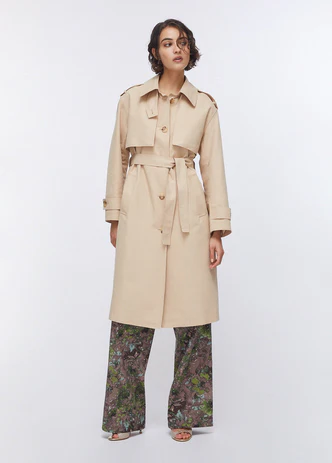Trench Lungo con Foulard / Beige