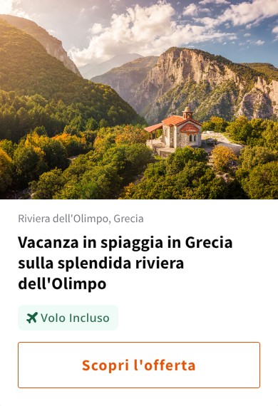 Vacanza in spiaggia in Grecia sulla splendida riviera dell'Olimpo
