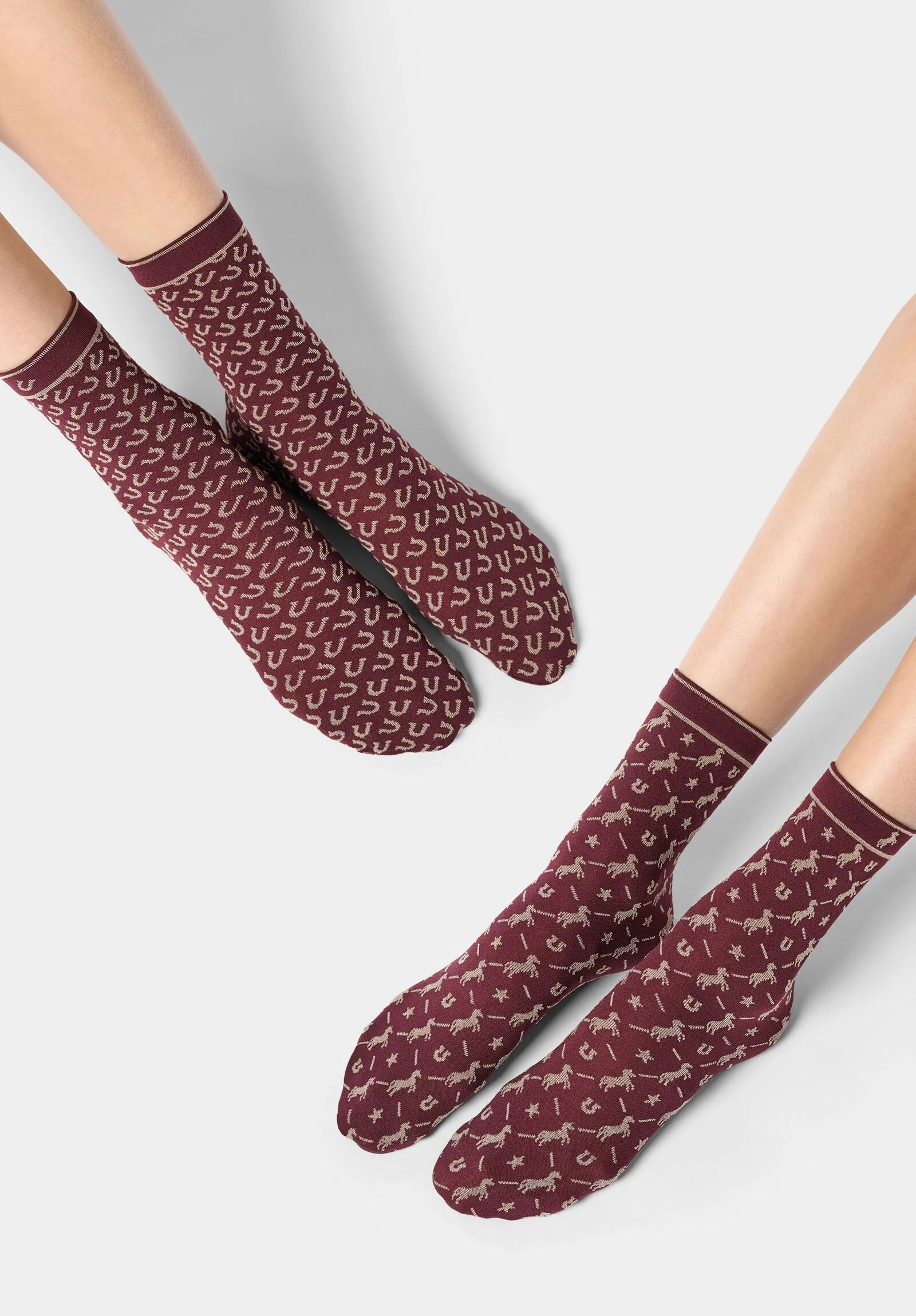 Image of Calzini Coprenti Twins Texas Bipack - Bordeaux 11