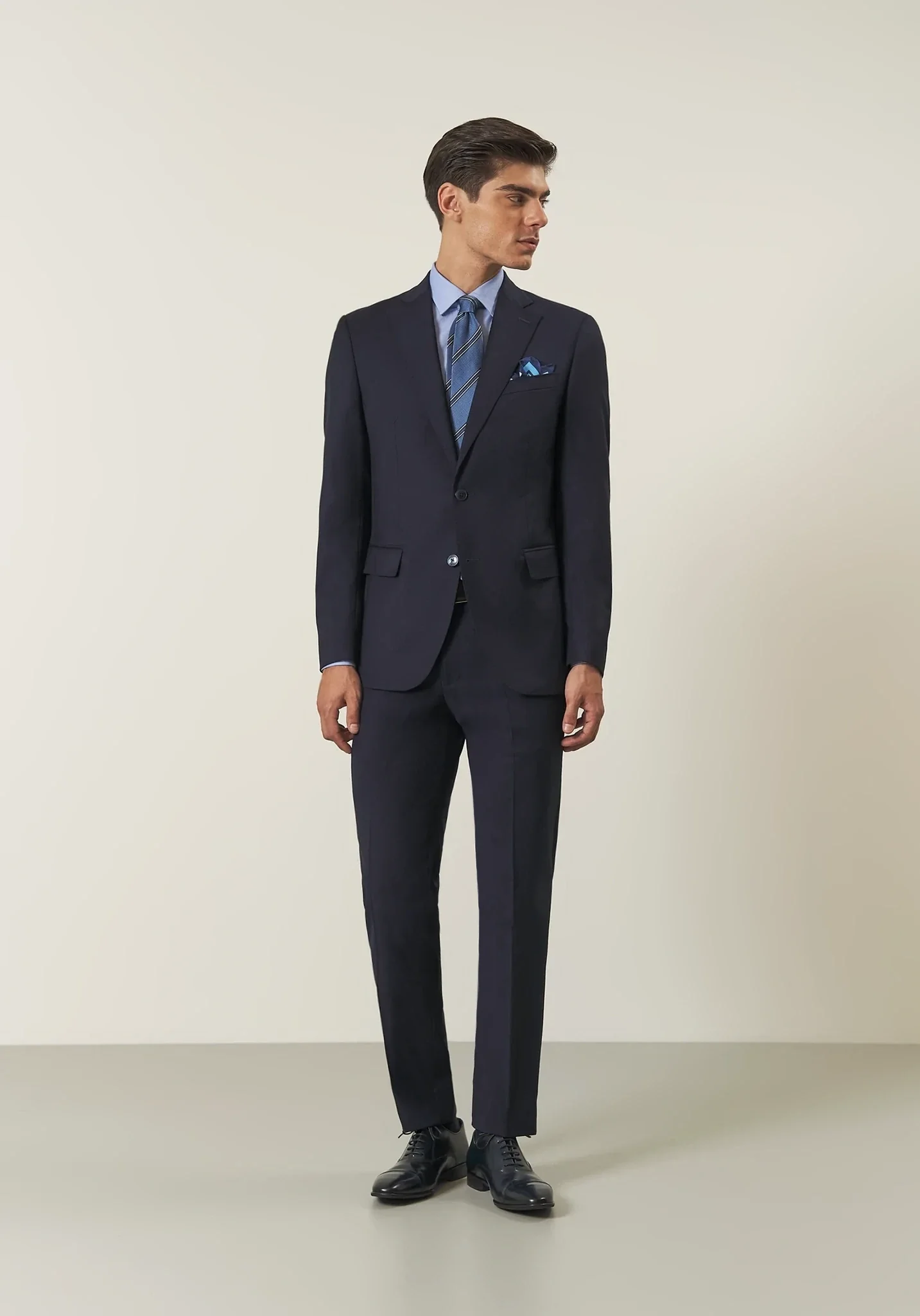 Image of Abito blu sallia lana stretch custom fit