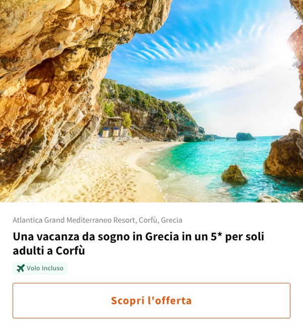 Una vacanza da sogno in Grecia in un 5* per soli adulti a Corfù