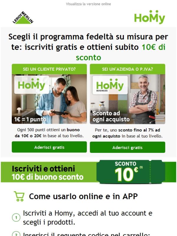 10€ per te: iscriviti a Homy! 🏆