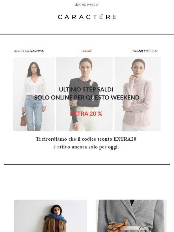 EXTRA 20% - Ultime ore per poterne usufruire!