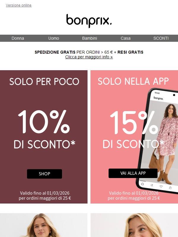 Decidi tu: -15% nella App o -10% se ordini da webshop