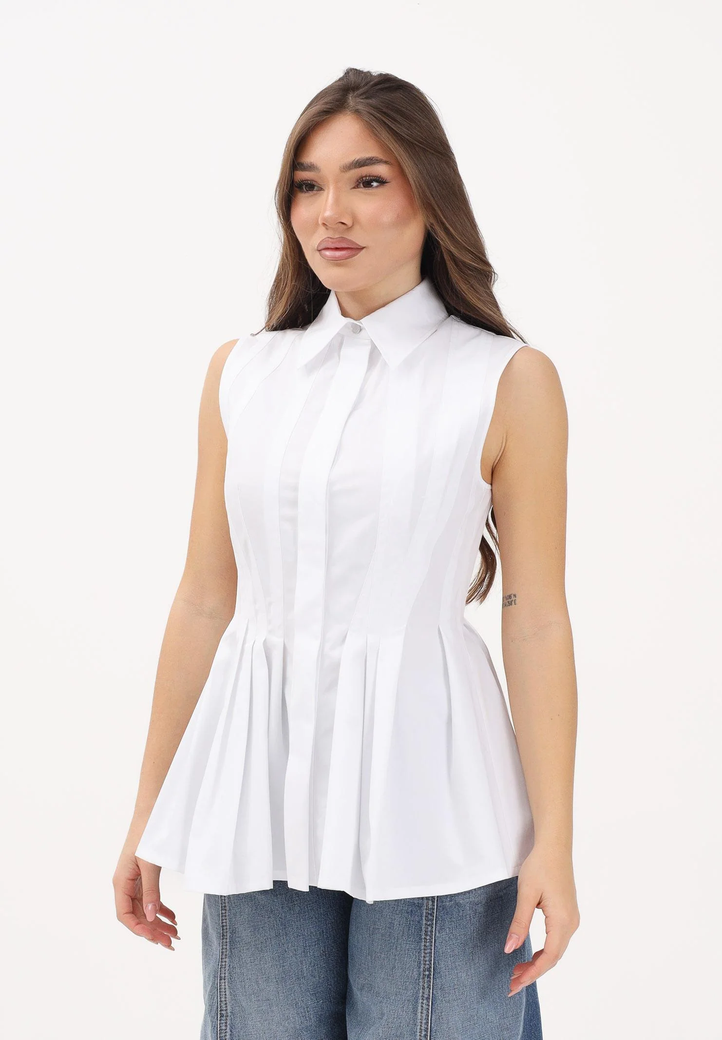 Image of SPORTMAX Camicia smanicata SPXCERTOSA bianca da donna