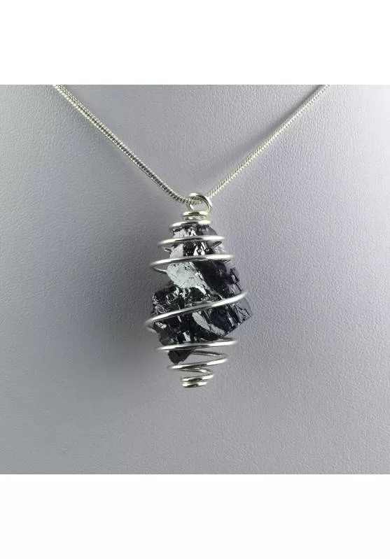 Image of Ciondolo GALENA GREZZA Montata Artigianalmente Spirale Placcata Argento Regalo