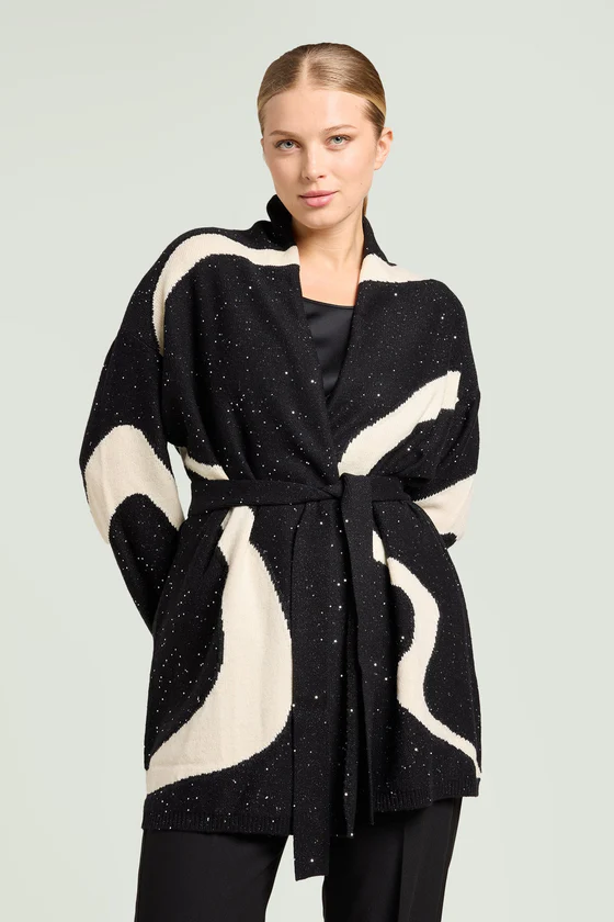 CARDIGAN CON INTARSIO AD ONDE