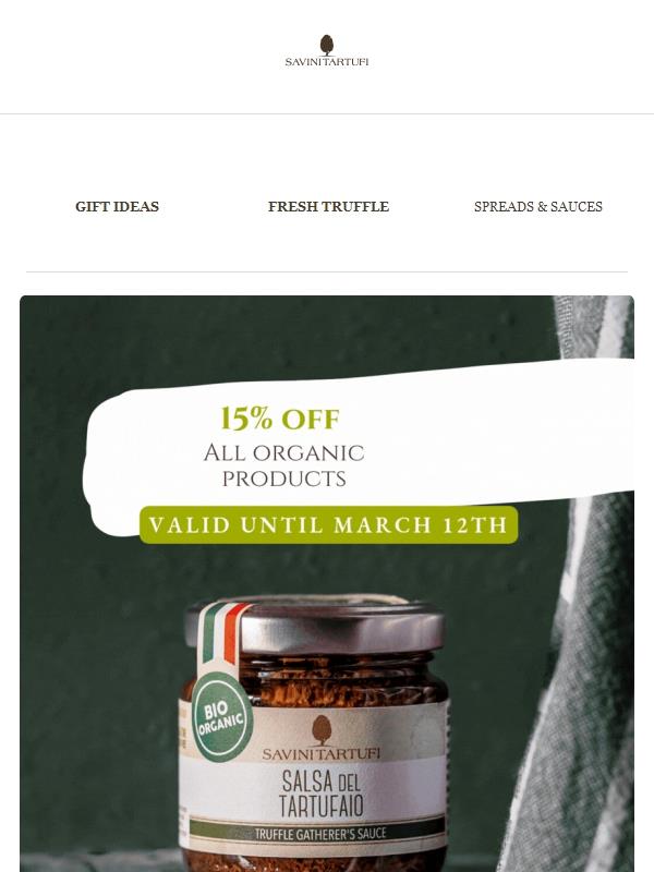 🌿 –15% off all Organic Truffle products