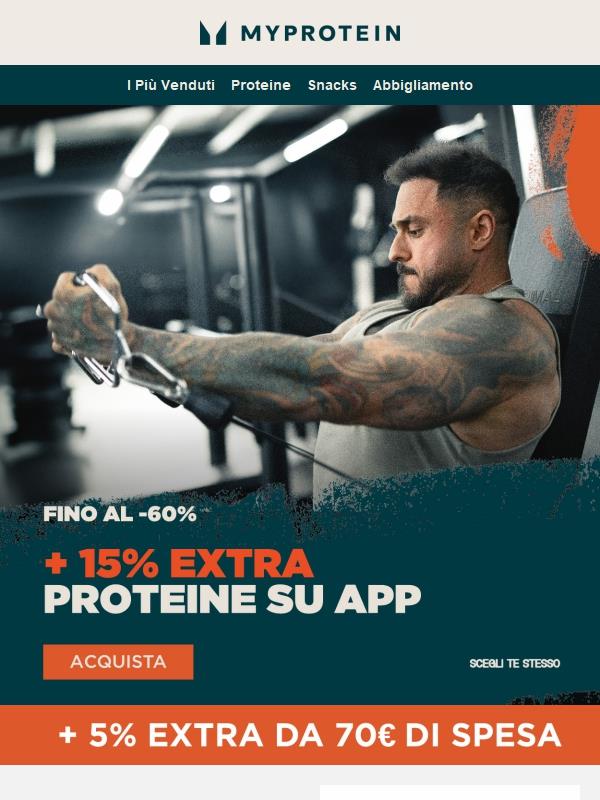 Fino al -60% + 15% Extra sulle Proteine 💪