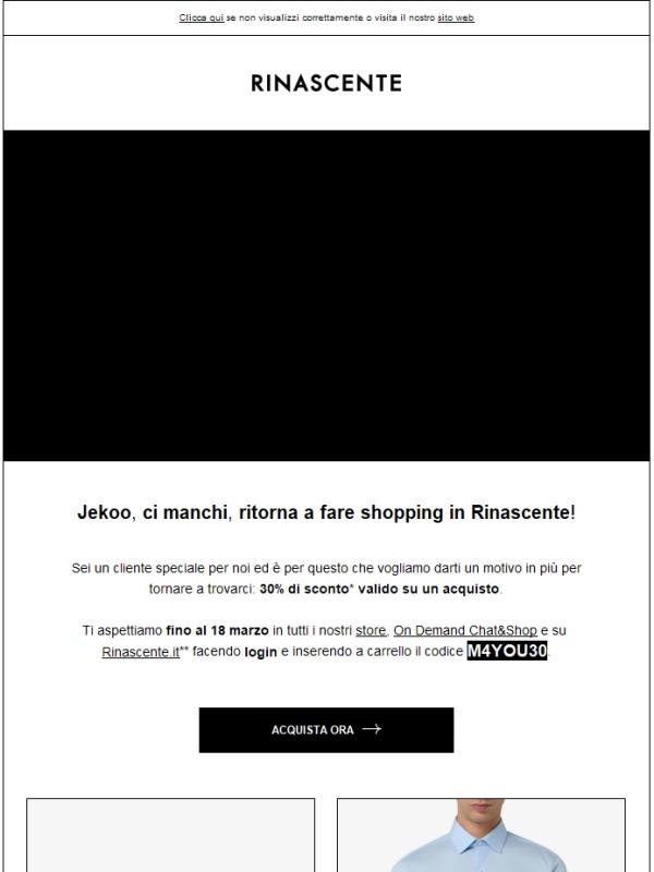 Torna a trovarci, 30% di sconto per te!