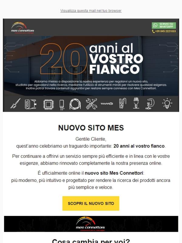 È online il nuovo sito Mes Connettori – Crea la tua nuova anagrafica