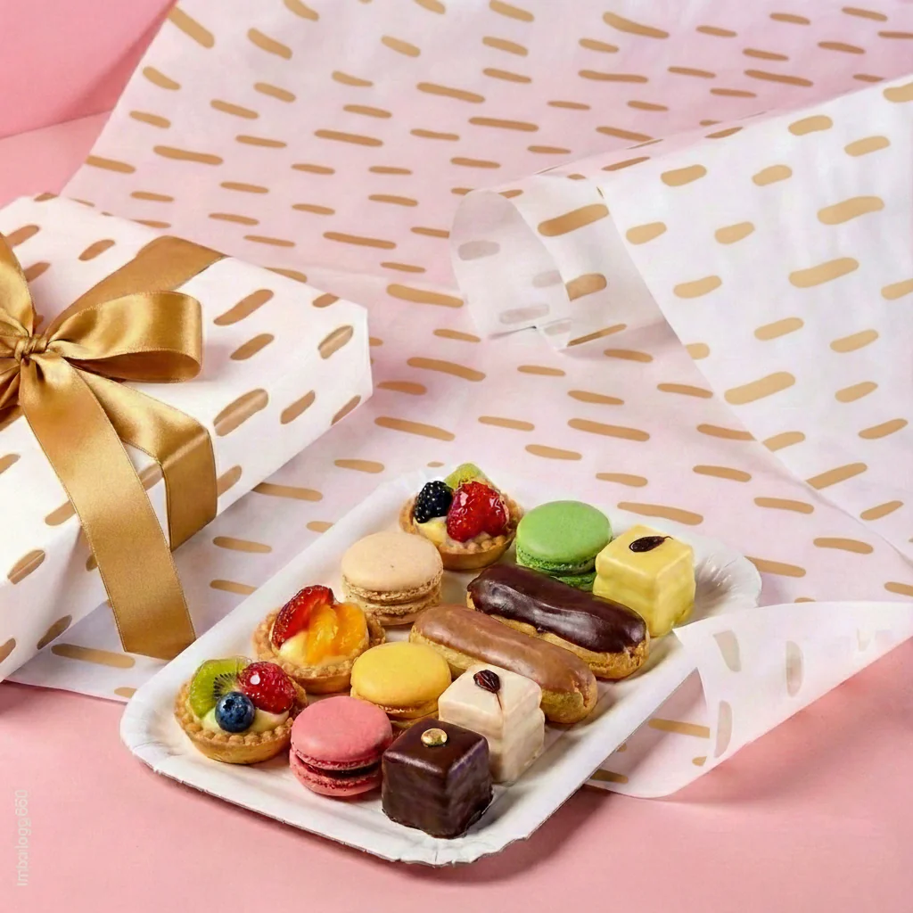 Image of 5 kg Carta Pasticceria Stampa Pois colore Oro € 5,85 Cad + Iva