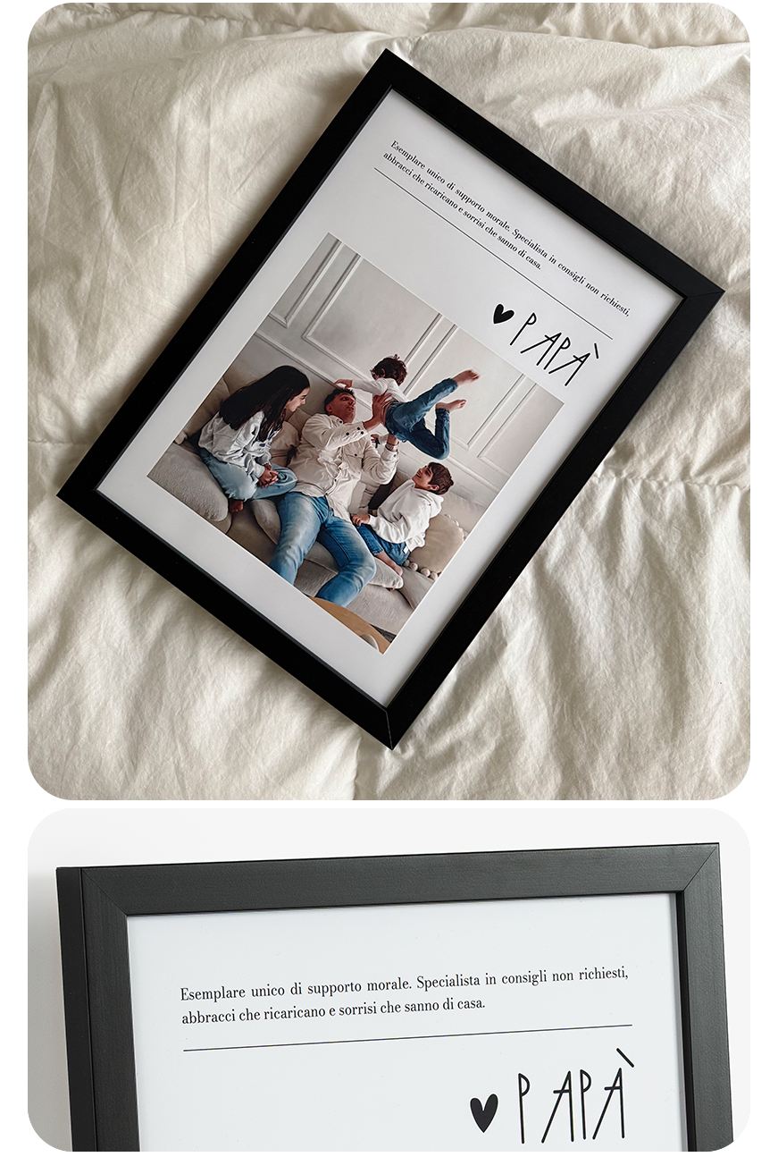 Il Papà non vedrà l’ora di appendere la foto di famiglia accompagnata da dedica