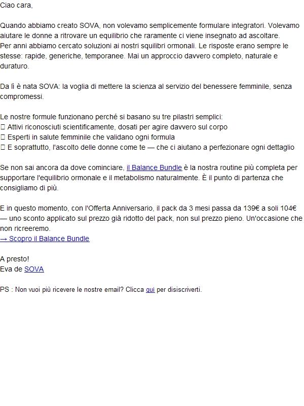 La storia di SOVA, e un'offerta pensata per te