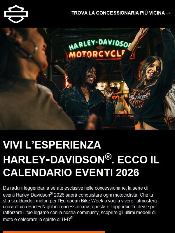 La gamma di eventi H-D 2026 ti aspetta