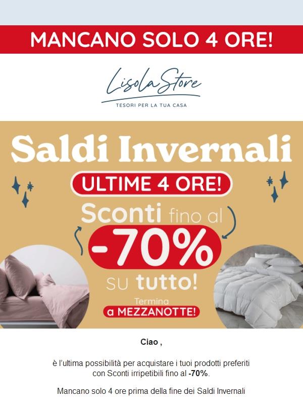 ⌛ Saldi Invernali: mancano solo 4 ore. Non perdere questa occasione unica!
