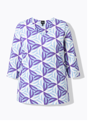 Maglia classica con stampa grafica, scollo a V e maniche a 3/4