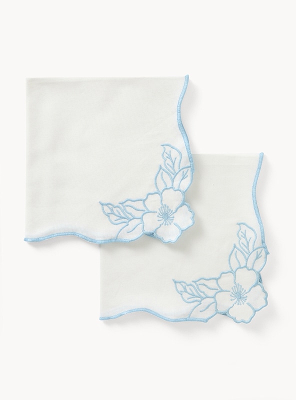 Set di 2 tovaglioli laser cut ricamo fiore