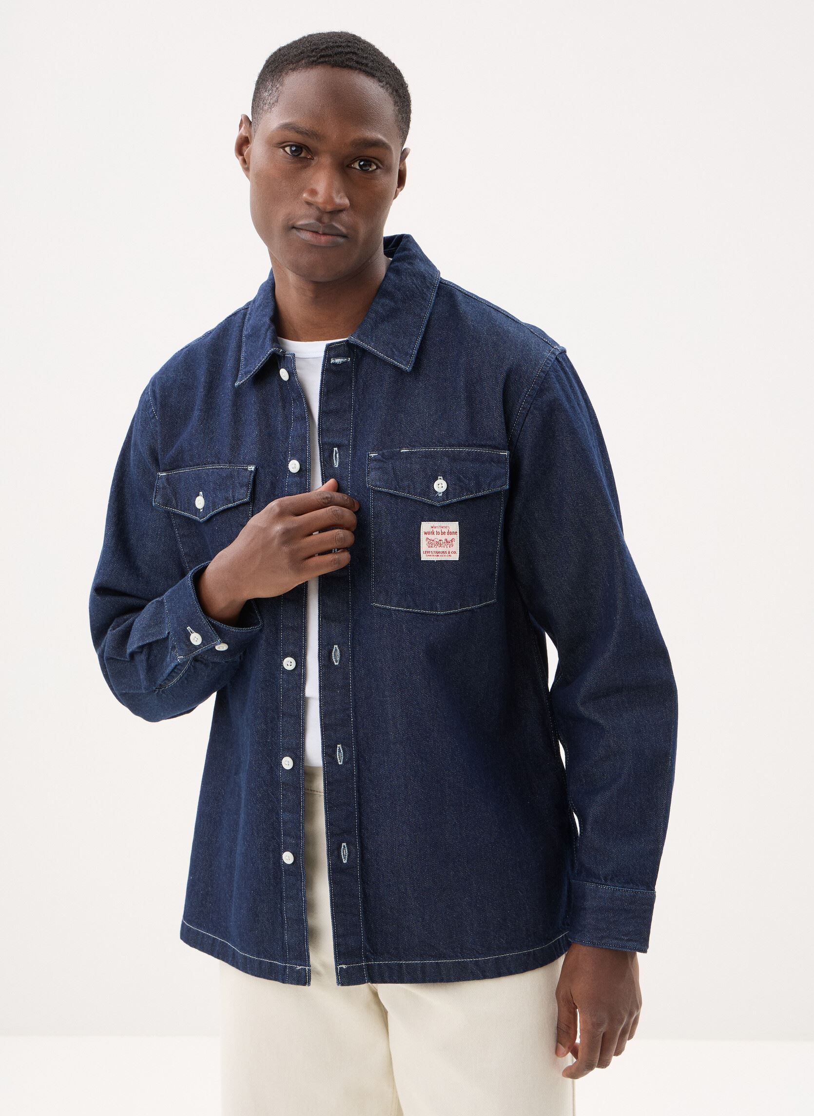 Levi's&reg; Chemises LS WORKER DARK INDIGO - FLAT FINISH homme bleu