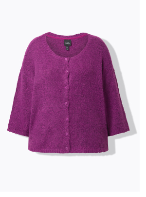 Cardigan dal taglio oversize con scollo a girocollo e maniche a 3/4