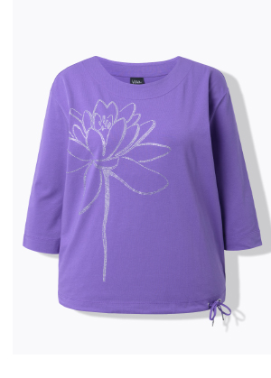 Maglia con applicazioni, fascia nell'orlo, scollo a girocollo e maniche a 3/4