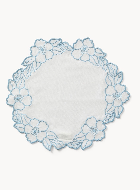 Tovaglietta laser cut in cotone ricamo fiore