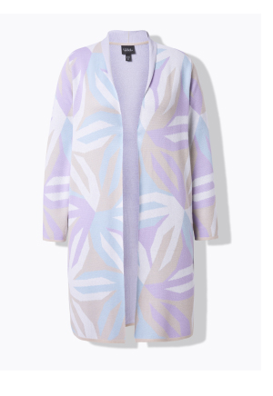 Cardigan lungo con design grafico, collo alto e maniche lunghe