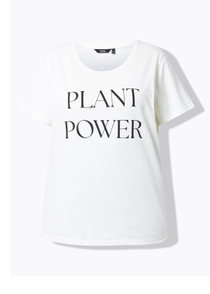T-shirt dal taglio morbido con Plant Power, scollo a girocollo e mezze maniche