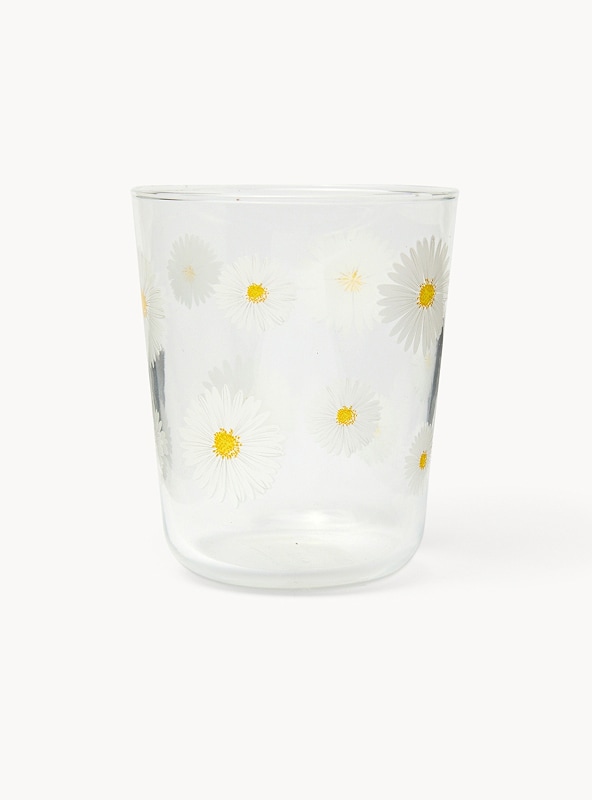 Bicchiere in vetro borosilicato dettaglio margherite