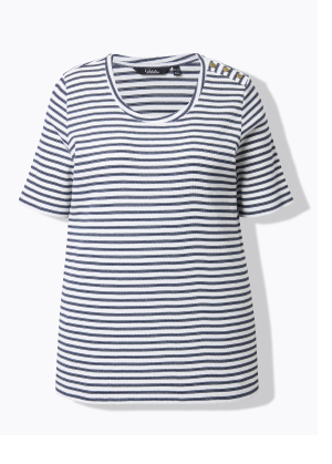 T-shirt dal taglio svasato con righe glitterate, scollo a girocollo e mezze maniche