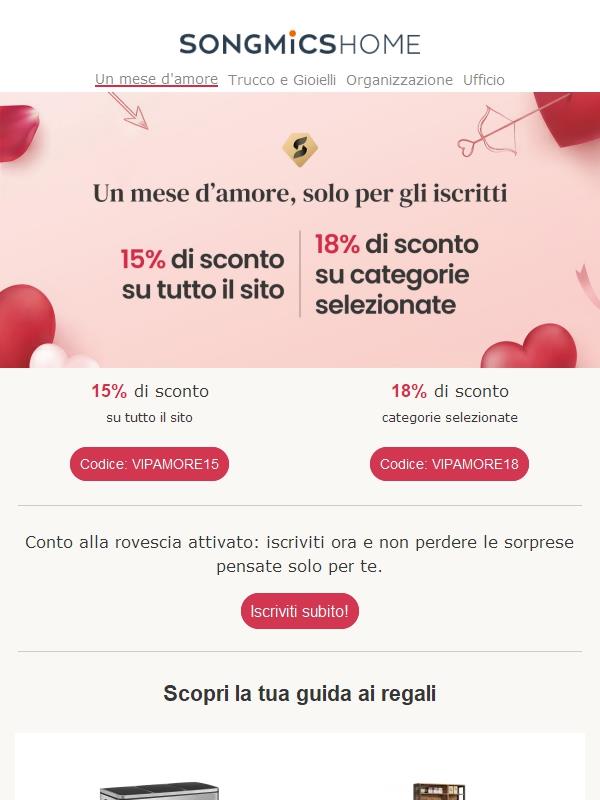 Ciao💖，La tua offerta esclusiva di San Valentino: sconto del 18% tutto per te!